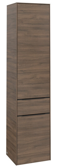 VILLEROY & BOCH SUBWAY 3.0 HØYSKAP 40X171 VENSTRE 2 DØRER & SKUFF ARIZONA OAK HÅNDTAK I VOLCANO BLACK