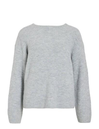 Vila Viretta O-Neck L/S Knit Bow Top/Ln - Grey - XXL