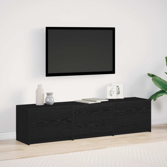  TV skap med LED Svart Eik 165 x 34 x 40 cm Konstruert tre