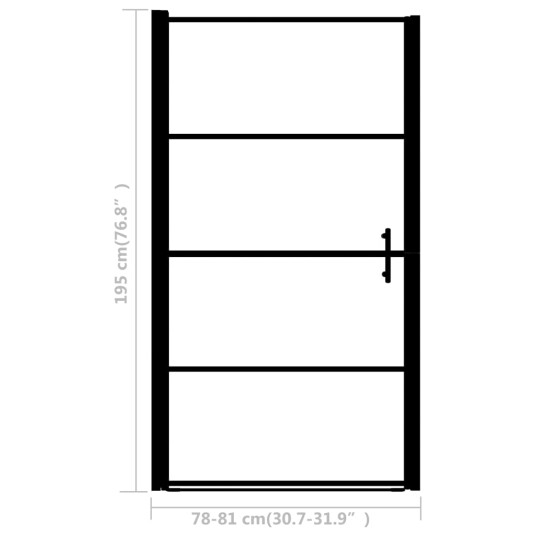 Dusjdør frostet herdet glass 81x195 cm svart