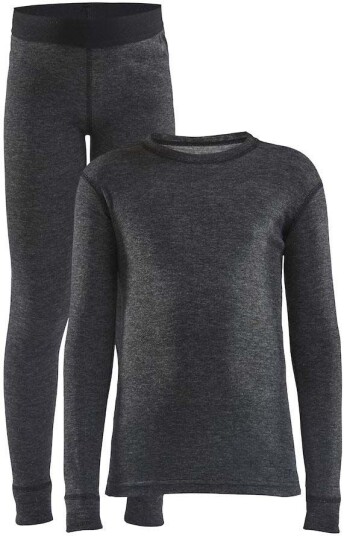 Craft Core Wool Merino Superundertøy Black Melange 98-104 Craft Core Wool Merino Superundertøy Black Melange 98-104