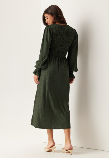 Bubbleroom Structure Long Sleeve Midi Dress