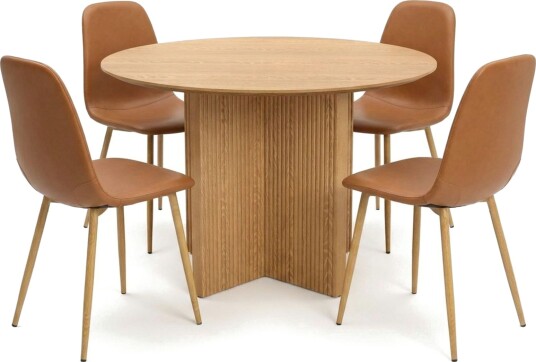 Edda spisegruppe rund 110 cm Eik med 4 Nibe spisestoler Eik Edda spisegruppe rund 110 cm Eik med 4 Nibe spisestoler Eik