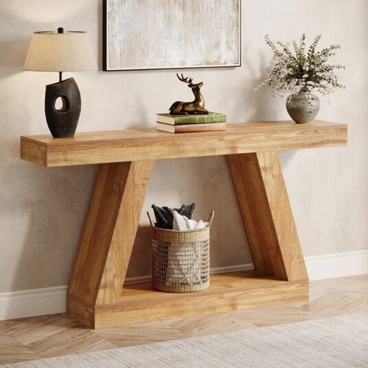 Relieffbord i tre / konsollbord i bondestil / smalt relieffbord i rustikk design for gang og stue