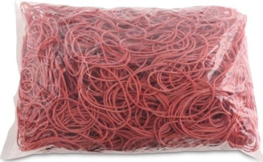 Office Products Gumki Recepturki Office Products, Diameter 60 Mm, 1,5×1,5 Mm, 60% Gummi, 1000 G, Krympepakke, Røde