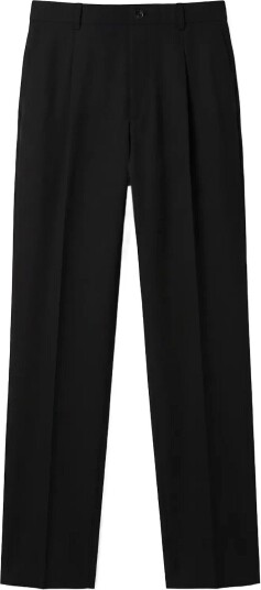 Calvin Klein Tapered Pleated Wool Blend Pant Black 34