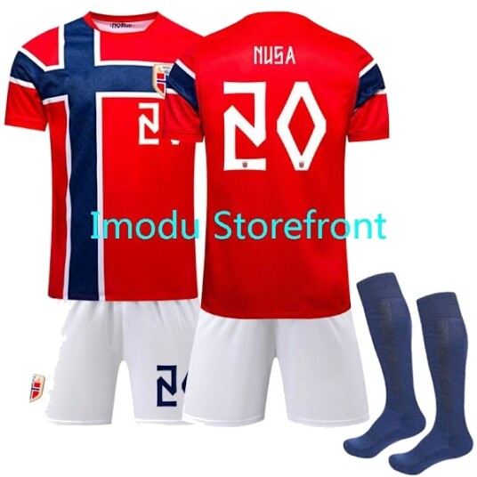 2026 VM Norge herrelandslag hjemmedrakt + shorts + sokker nr. 20 Nusa trykt