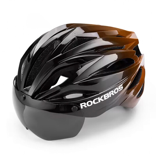 Rockbros Sykkelhjelm med avtakbart UV-visir - Unisex - Sort/Brun