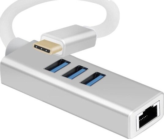 Helos 288390 Usb Type-C Rj-45 Usb 3.0 5000 Mbit/S Sølv Aluminium Rund Kabel Helos 288390 Usb Type-C Rj-45 Usb 3.0 5000 Mbit/S Sølv Aluminium Rund Kabel