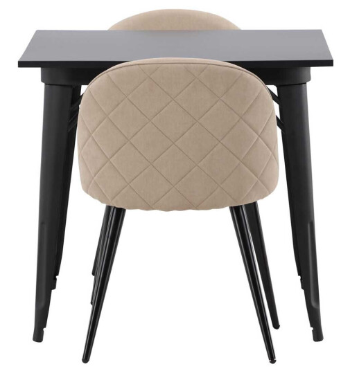 Venture Design Tempe & Velvet spisegruppe Beige/svart 2 stoler & bord 80 x 80 cm