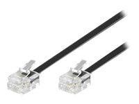 MicroConnect 15 m RJ-11 Telefonkabel Flat - Hankjønn til Hankjønn, Svart