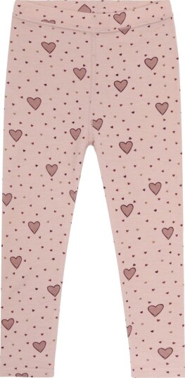Hust & Claire Laki Hearts Barneleggings i Ull/Bambus Dusty Rose (128)
