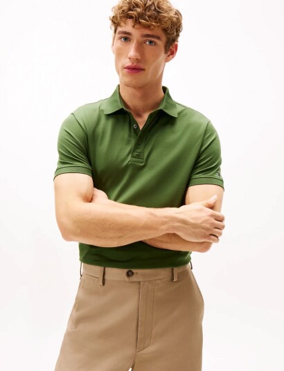 Tommy Hilfiger Hidden Placket Detail Reg Polo Green S