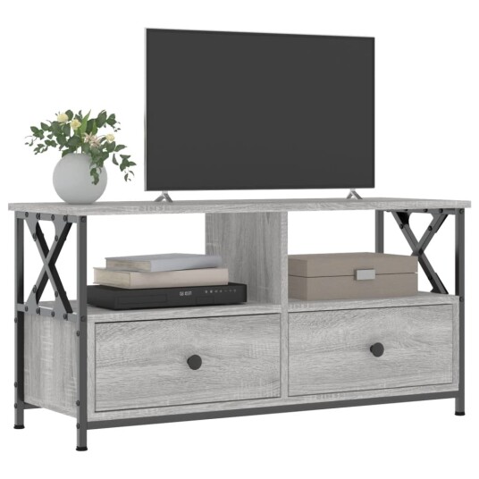 TV benk grå sonoma 90x33x45 cm konstruert tre og jern TV benk grå sonoma 90x33x45 cm konstruert tre og jern