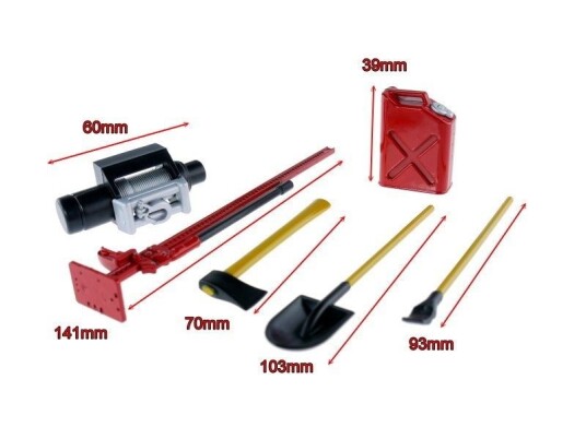 1:10 Scale RC Rock Crawler Accessory Tool Set Red 1:10 Scale RC Rock Crawler Accessory Tool Set Red
