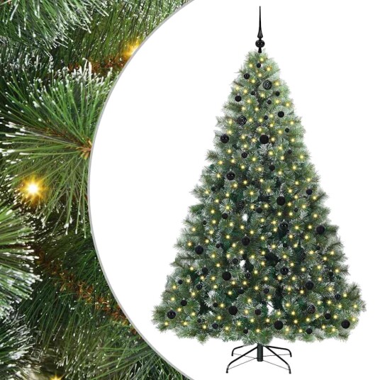  Kunstig juletre med 300 LED med stativ grønn 210 cm PE og PVC