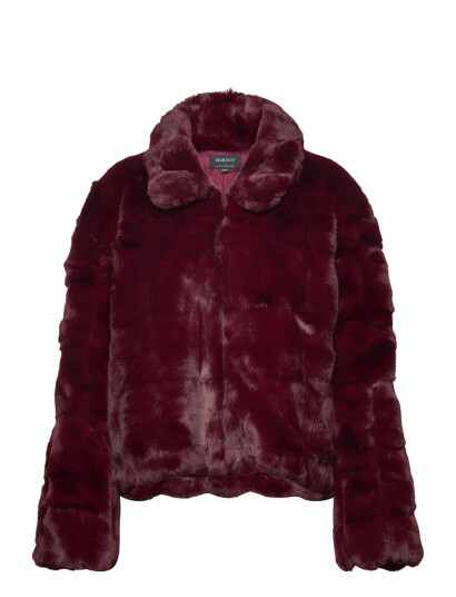 Bardot Sylvie Zip Faux Fur Jacket   Burgundy   34