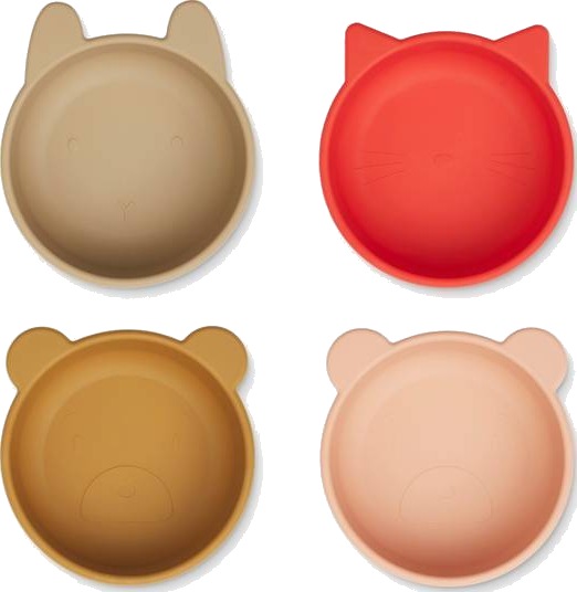 Liewood Iggy Silikonskåler 4 pk   Rød/Rosa multimix