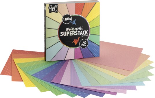 Origami papir 180 ark i flere farger og mønstre