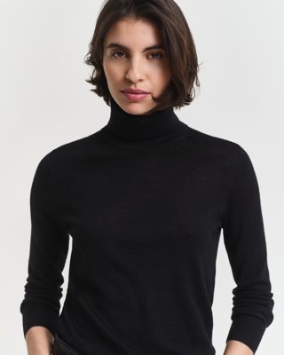 Gant Genser i ekstra fin merinoull med høy hals BLACK XL