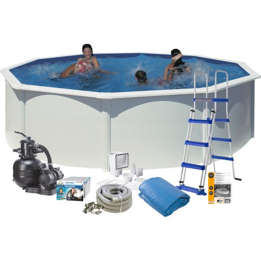 Bassengpakke Swim & Fun White Steel Rund Base 120 cm Dybde Bassengpakke Swim & Fun White Steel Rund Base 120 cm Dybde