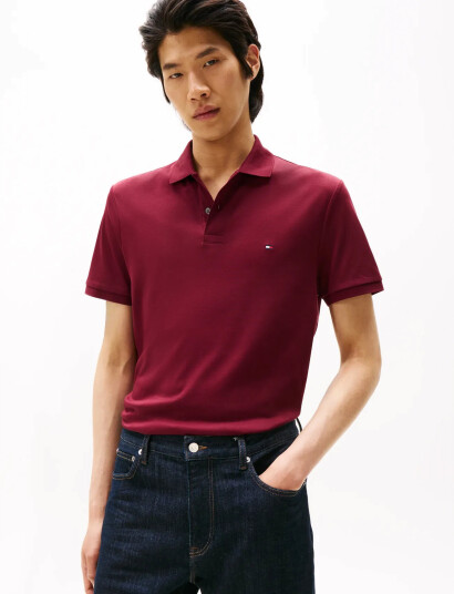 Tommy Hilfiger Liquid Cotton Reg Seasonal Polo - Burgundy - M