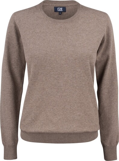 Cutter & Buck Oakville Crewneck Brun Golfgenser dame Nougat Melange (834) XX-Large