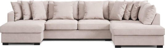 Rossita 5 seters Høyrevendt U formet Dyp Sofa med Divan og Sjeselong i Fløyel   Beige