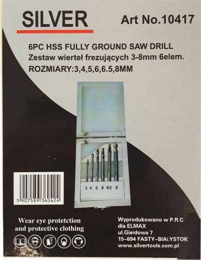 Bor-/Fresettersats Silver 3–8 Mm 6 Stk