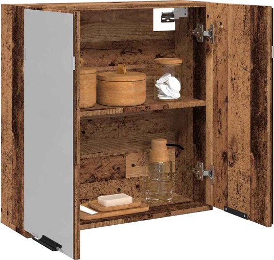 vidaXL Baderomshylle med speil gammelt tre 64x20x66,5cm konstruert tre vidaXL Baderomshylle med speil gammelt tre 64x20x66,5cm konstruert tre