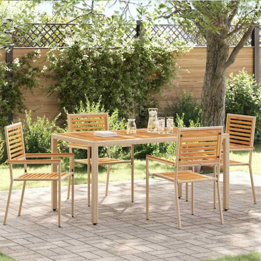  Utestoler 4 pcs Krem brun PE rattan solid akasietre