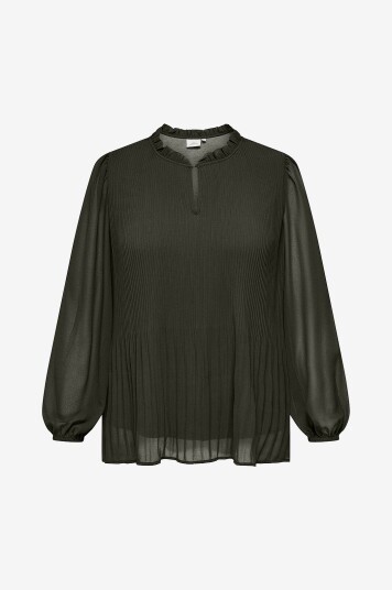 Only Carmakoma - Bluse carPiona L/S Plisse Blouse Wvn - Grønn