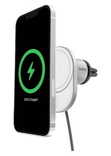 Belkin Qi2 15W Magnetisk Trådløs Lader for Bil med Strømadapter - Grå