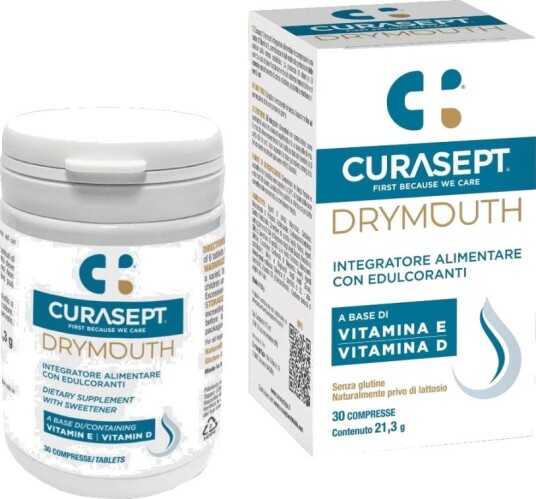 Curasept DryMouth Tablets mot munntørrhet med Vitamin E & D (30 stk.)