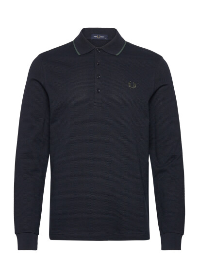Fred Perry Textured Ls Polo - Navy - S
