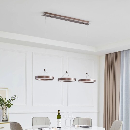 Lucande Kolo LED-pendel 3-lys kaffe dimbar
