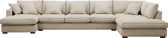 Rossita Lyx 6 seters venstrevendt U formet ekstra dyp sofa med divan og sjeselong i manchester Krem