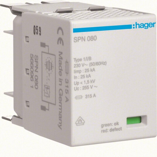Hager SPN080 Reservepatron grovbeskyttelse Stikkontakter & kabler