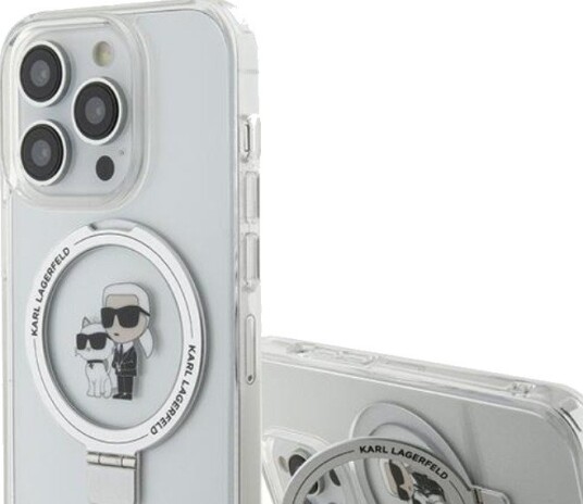 Karl Lagerfeld Klhmp14lhmrskch Iphone 14 Pro 6.1" Hvit Hardt Deksel Ringstativ Karl&Choupette Magsafe