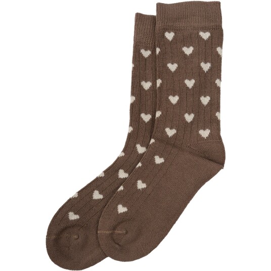minipop® Chocolade Brown/Off White Bambus Heart Strømper 19 22