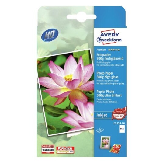Avery 10X15 fotokort 300G Premium glanset hvit 10 X 15 modell C2553-40
