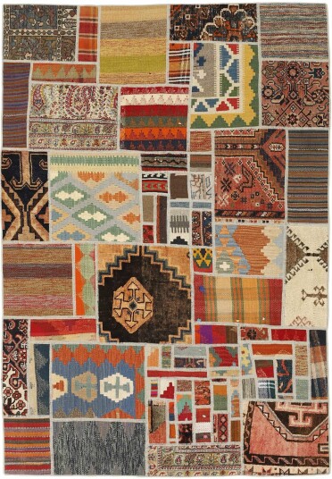 Håndknyttet. Opphav: Persia Kelim Patchwork Teppe 140x200