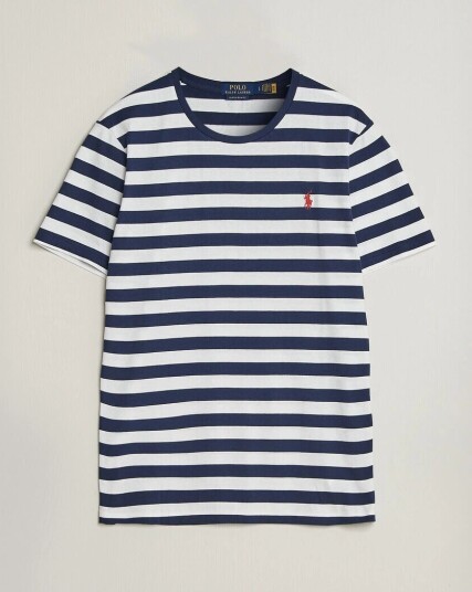 Polo Ralph Lauren Custom Slim Fit Striped T Shirt Newport Navy