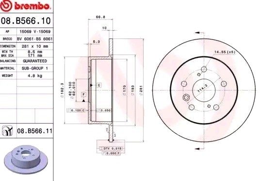 Bremseskive BREMBO 08.B566.11