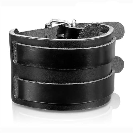 Brekk armbånd i imt . skinn svart Brekk armbånd i imt . skinn svart