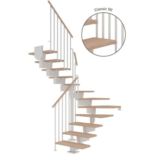 Dolle Dubai U trapp Hvit 9016 classic Iiii hvitoljeret Eik 90 16   Loddret Høyde 289 357cm