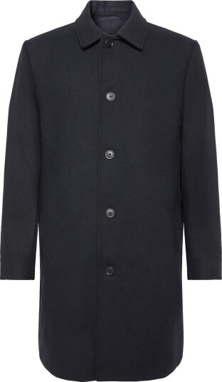 Mango Wool Coat With Shirt Style Collar DARK BLUE XXL