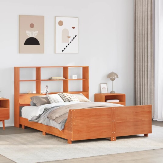 Sengeramme uten madrass brun 135x190 cm heltre furu 8721158624932
