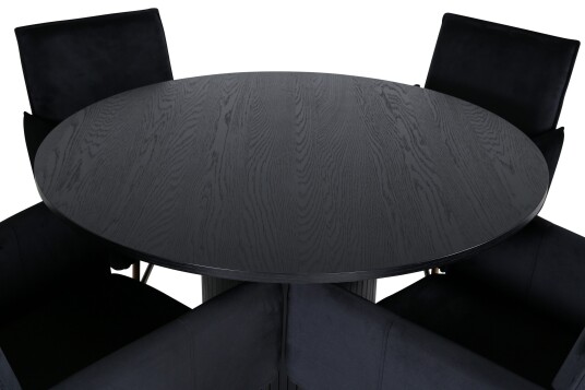 Venture Home Bianca Spisegruppe 110 cm Rund med 4 Petra Stoler Sort