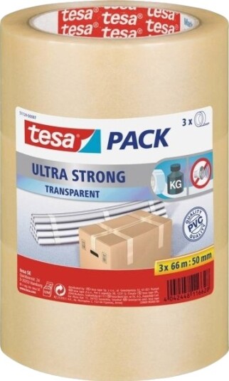 Tesa Ultra Strong 51124 00007 01 Pakkebånd Tesapack® Transparent 66 M X 50 Mm 3 Stk